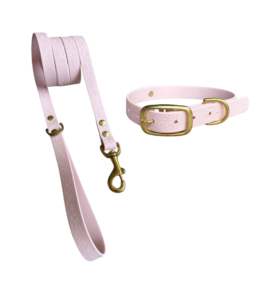 Pack Collar y Correa GRETA - Rosa celeste